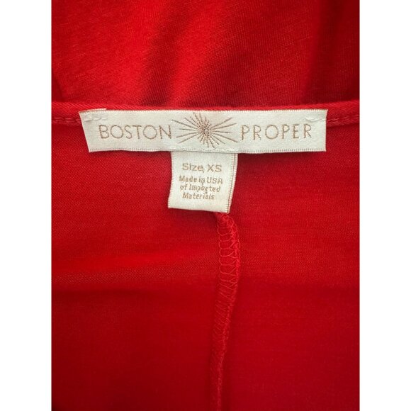Boston Proper Red Dolman Cold Shoulder Soft Knit Waist Tie Top Size XS V-Neck - Picture 6 of 9